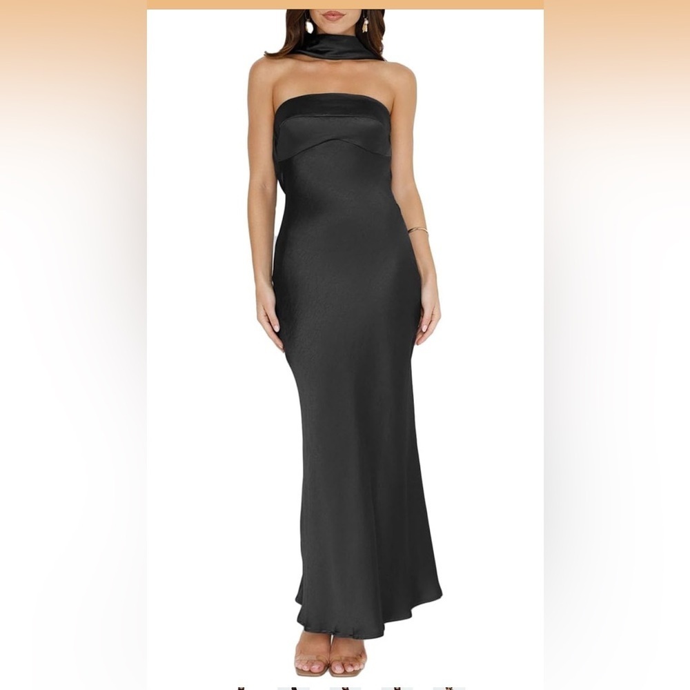 Summer Satin Strapless Tube Top Maxi Elegant Silk Backless Halter Neck XL/302-6